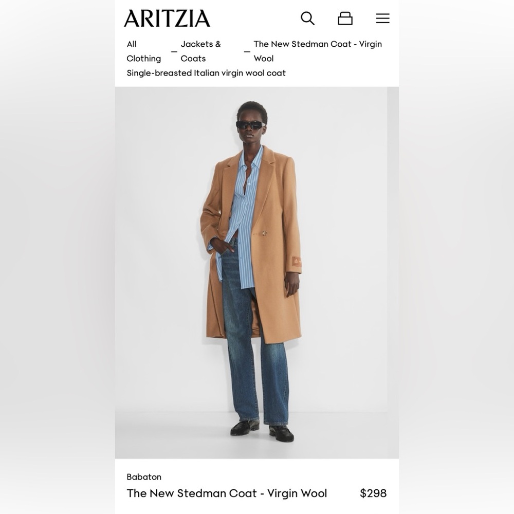 Aritzia Babaton Camel Stedman Coat